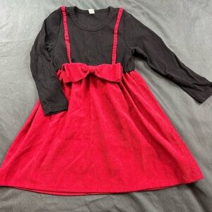 SHEIN Black and Red Girls Christmas Dress